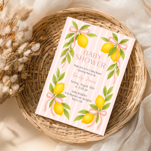 Baby Shower Invitation - Pink Lemon & Bows Ciao Baby Girl BS173