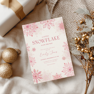 A Little Snowflake Is On The Way Baby Shower Invitation BS256