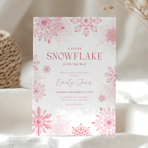 A Little Snowflake Is On The Way Baby Shower Invitation BS256
