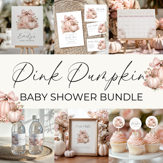 Baby Shower Mega Bundle - A Little Pumpkin Is On The Way Pink Bow Girl BS233