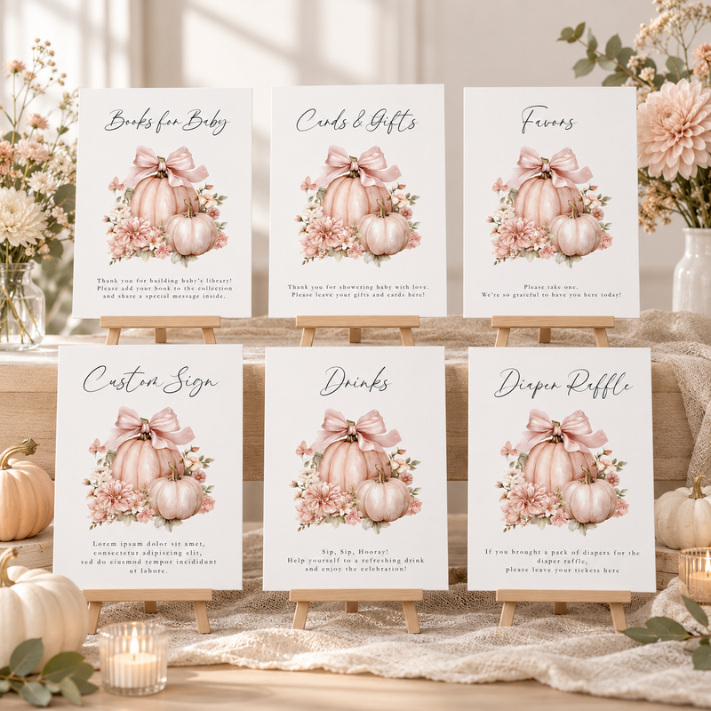 A Little Pumpkin Is On The Way Pink Baby Shower Mega Bundle  BS233