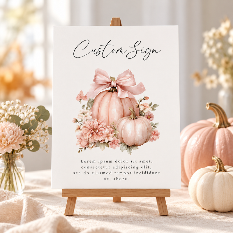 Pink Pumpkin Baby Shower Table Sign Bundle BS233