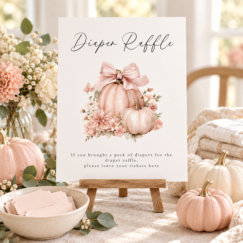 Pink Pumpkin Baby Shower Table Sign Bundle BS233