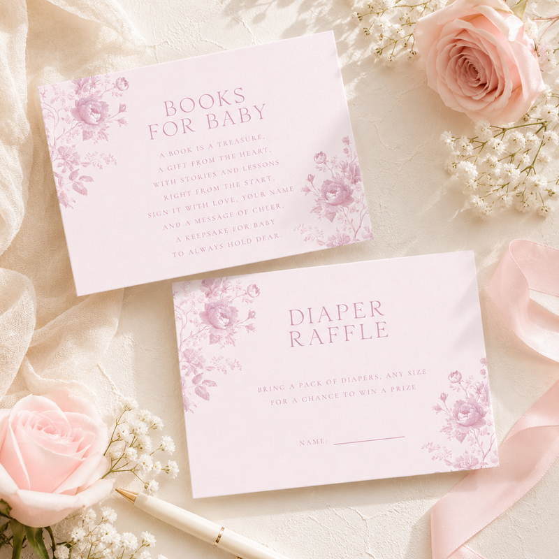 Pink Toile Baby Shower Invitation Set BS187