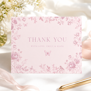 Pink Toile Baby Shower Invitation Set BS187