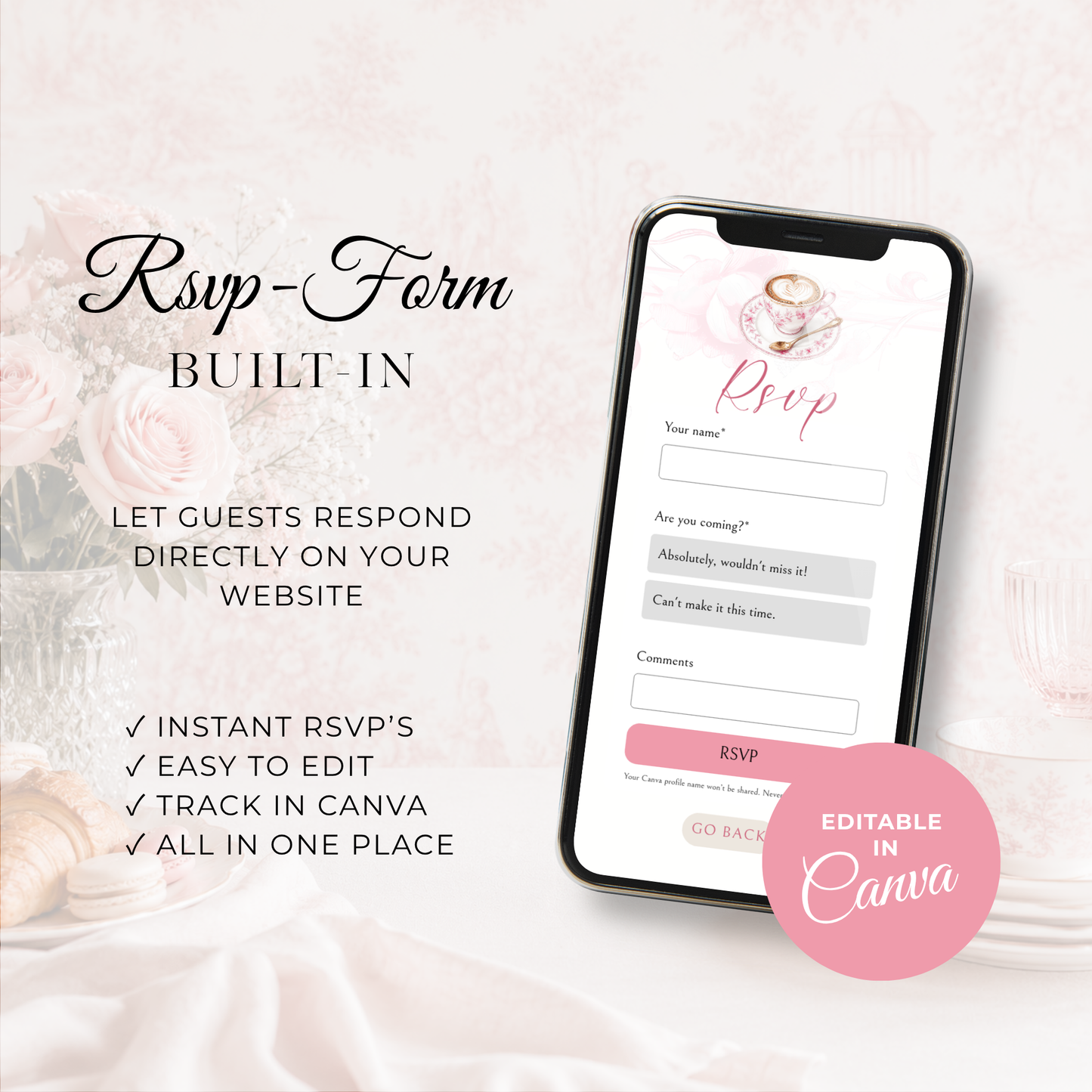 Pink Toile Baby Is Brewing Baby Shower Website Template with RSVP BS62