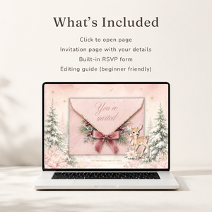Pink Christmas Baby Shower Website Invitation with RSVP BS325