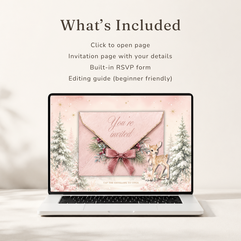 Pink Christmas Baby Shower Website Invitation with RSVP BS325
