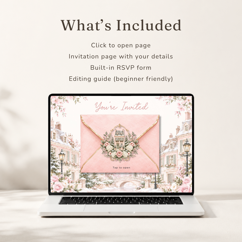 Pink It Takes a Village Baby Shower Website Invitation with RSVP L168