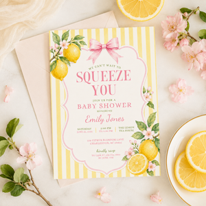 Pink Lemon Baby Shower Invitation - We Can't Wait To Squeeze You BS314
