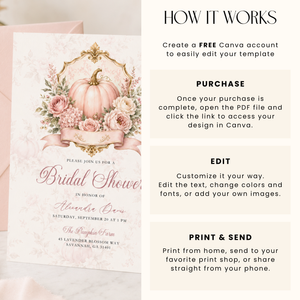 Pink Pumpkin Bridal Shower Invitation L158