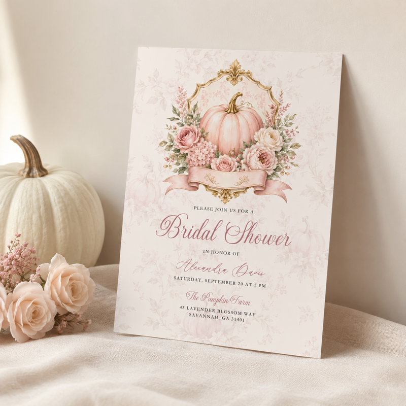 Pink Pumpkin Bridal Shower Invitation L158