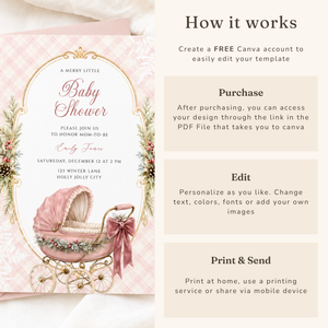 Pink Winter Merry Little Baby Shower Invitation – Baby It’s Cold Outside BS326