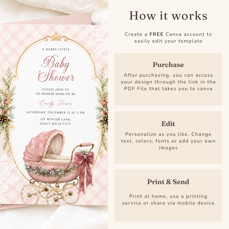 Pink Winter Merry Little Baby Shower Invitation – Baby It’s Cold Outside BS326