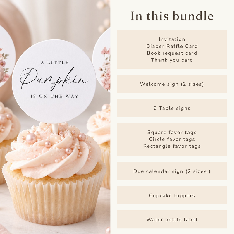 A Little Pumpkin Is On The Way Pink Baby Shower Mega Bundle  BS233