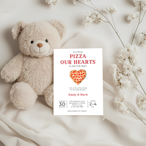 Baby Shower Invitation - A Little Pizza Our Hearts Pizza Theme BS95