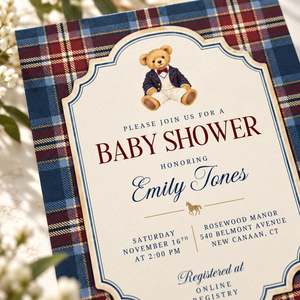 Preppy Polo Bear Baby Shower Invitation BS340