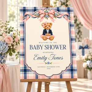 Polo Bear Girl Baby Shower Welcome Sign BS341