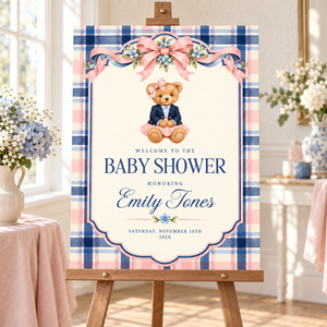 Polo Bear Girl Baby Shower Welcome Sign BS341