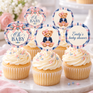 Polo Bear Girl Baby Shower Cupcake Toppers BS341