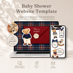 Polo Bear Baby Shower Website Invitation with RSVP BS340