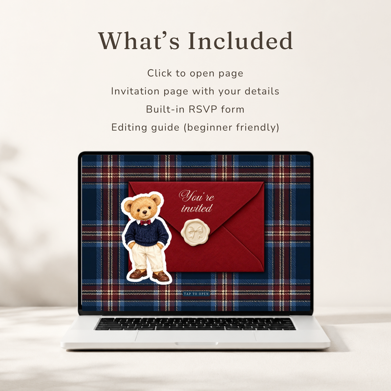 Polo Bear Baby Shower Website Invitation with RSVP BS340