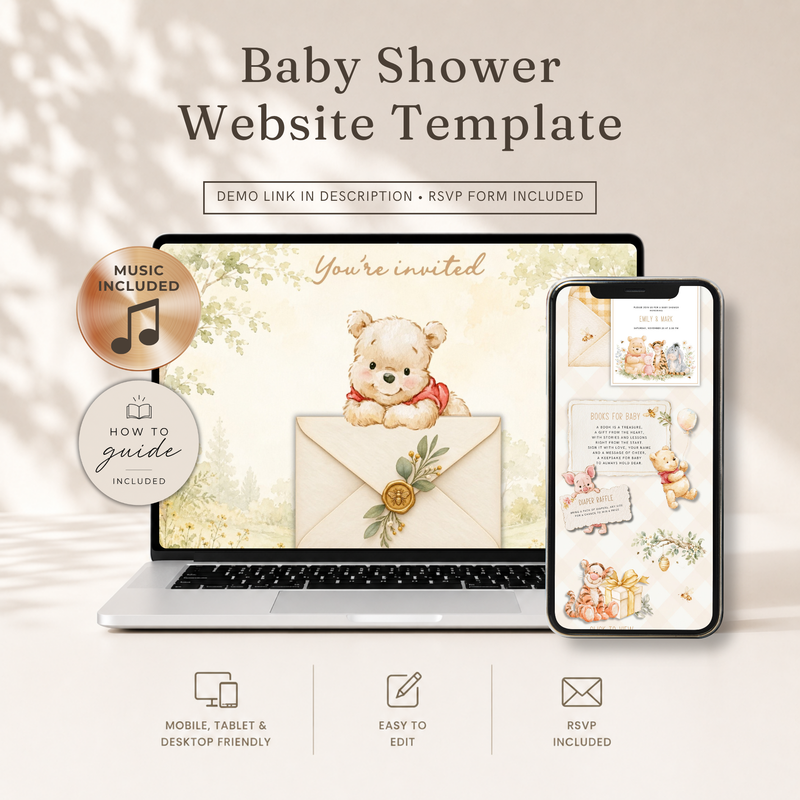 Little Hunny Baby Shower Website Invitation with RSVP BS322
