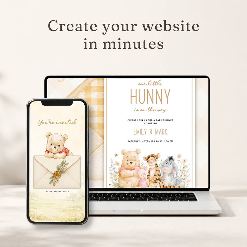 Little Hunny Baby Shower Website Invitation with RSVP BS322