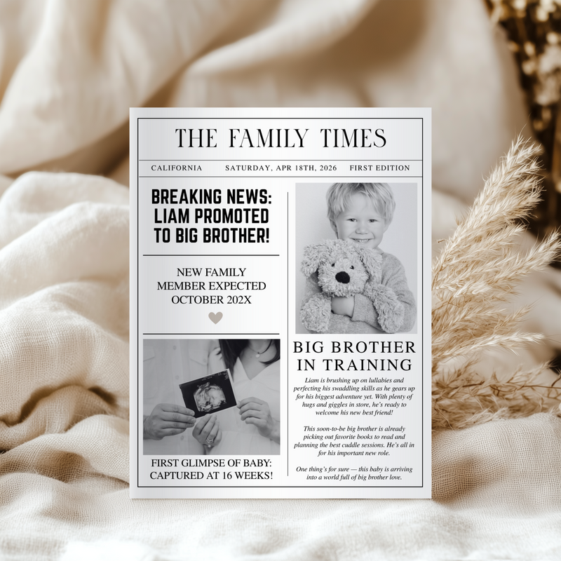 Editable Big Brother Pregnancy Announcement Newspaper Template NP3