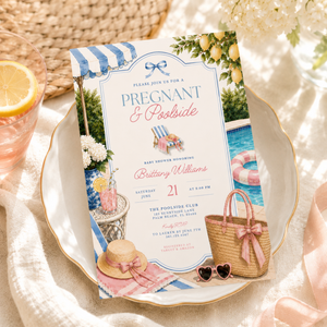 Pregnant & Poolside Baby Shower Invitation BS309