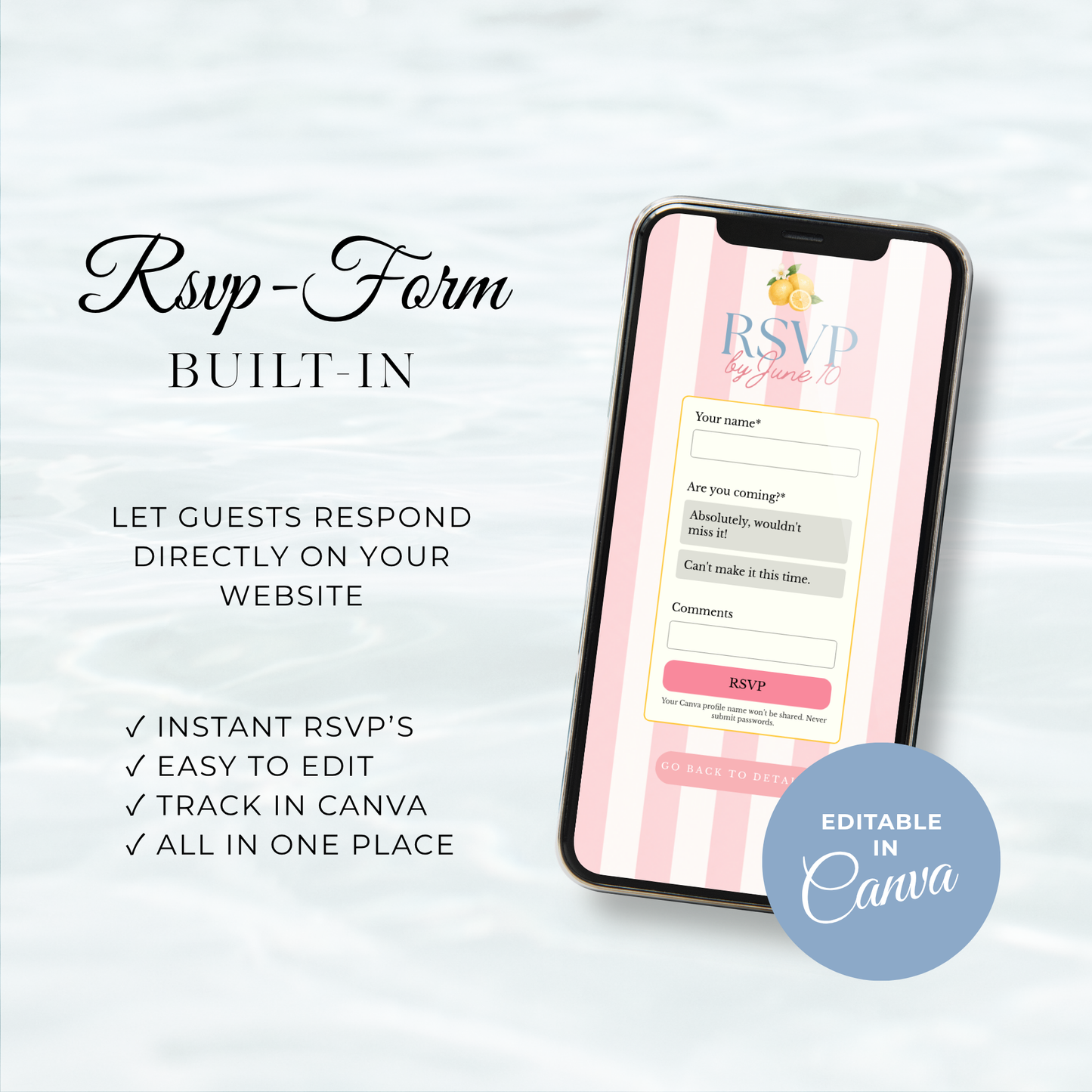 Pregnant & Poolside Baby Shower Invitation Website with RSVP BS309