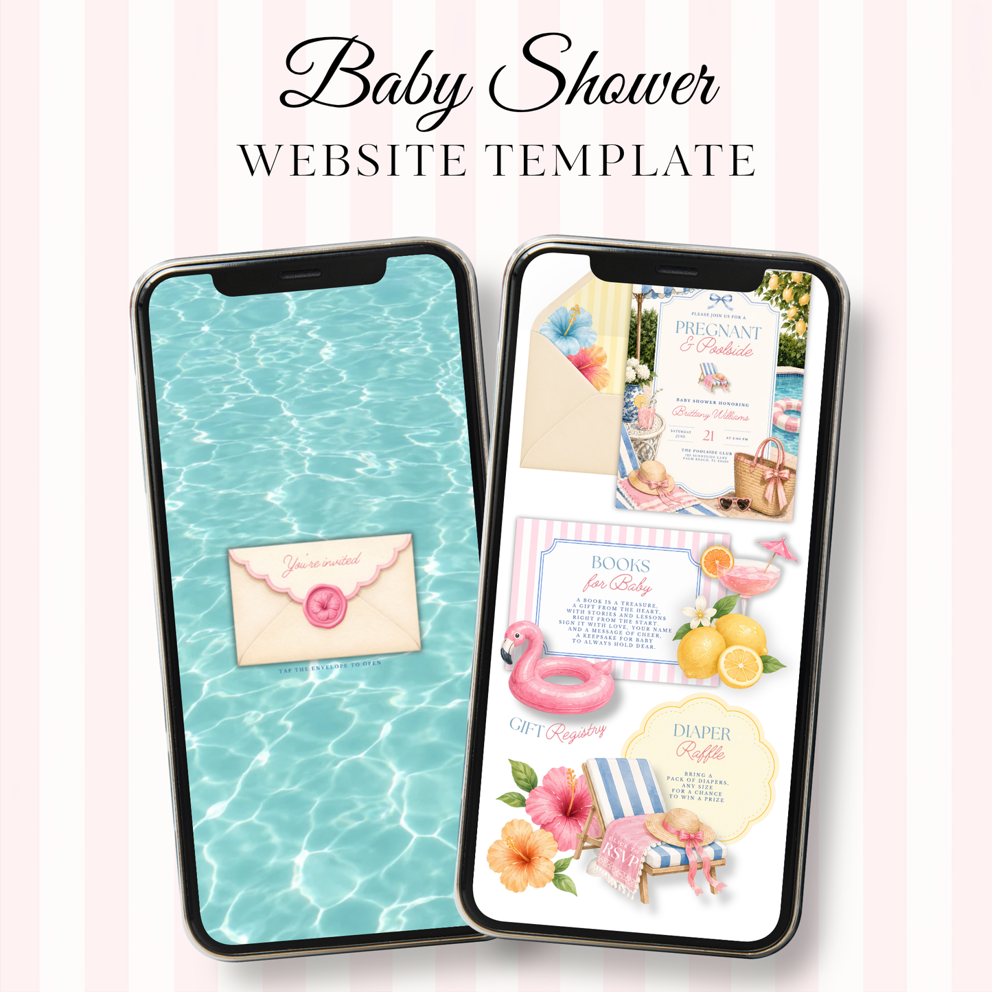 Pregnant & Poolside Baby Shower Invitation Website with RSVP BS309