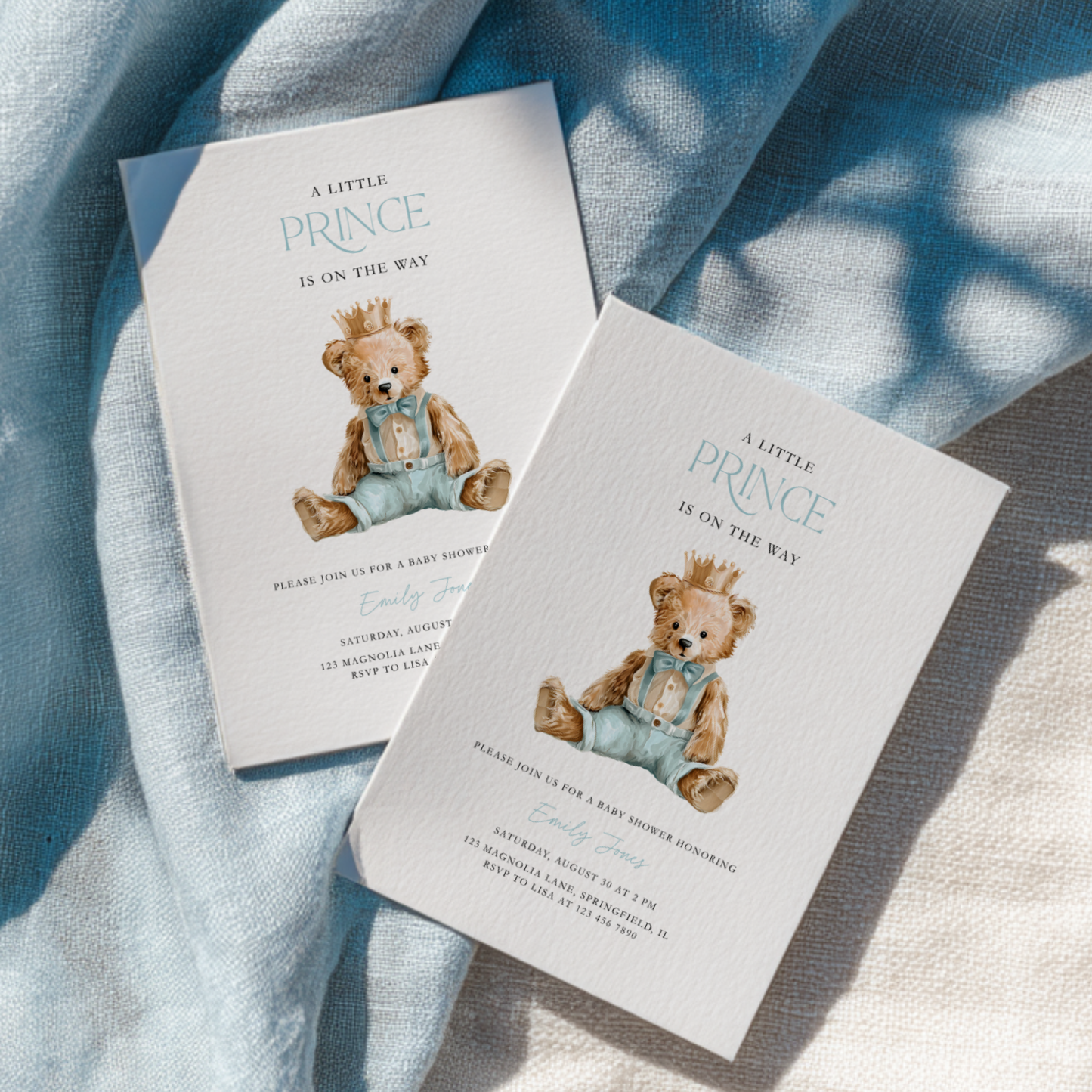 Little Prince Teddy Bear Baby Shower Invitation BS294