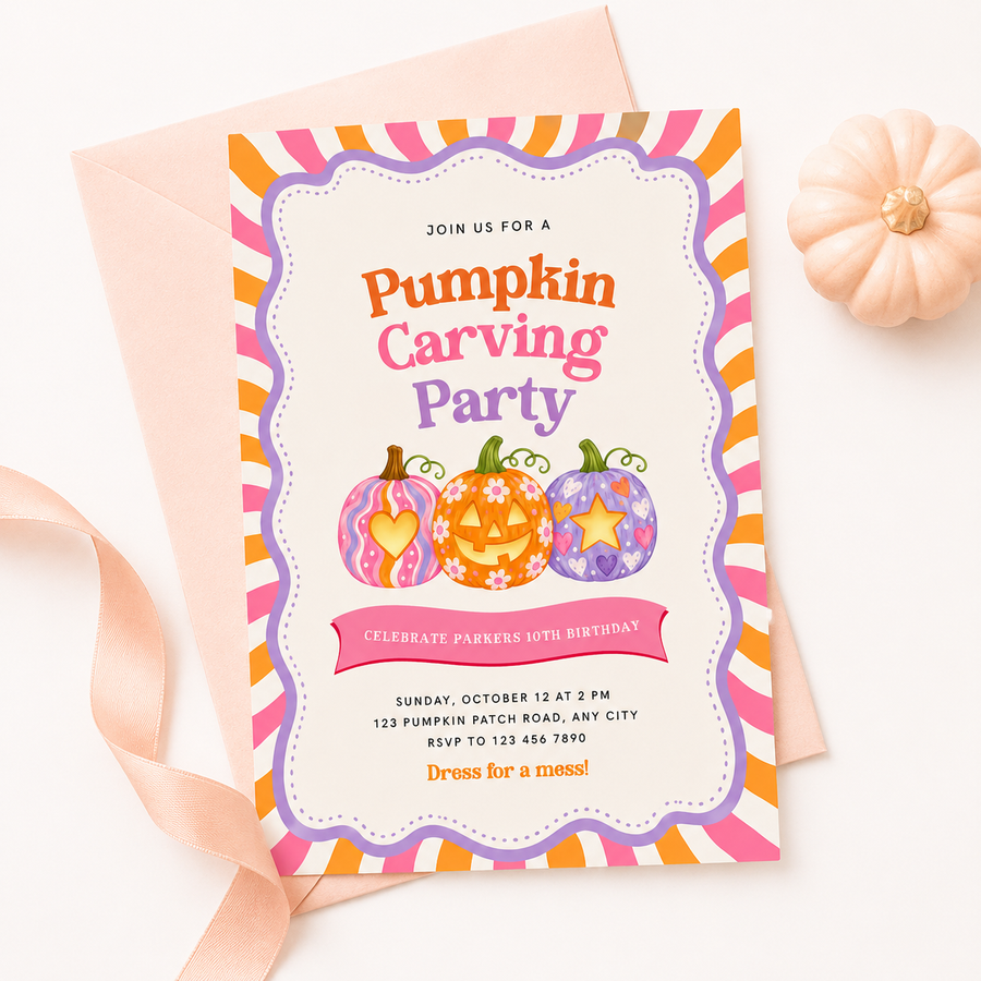 Pumpkin Carving Party Invitation L164