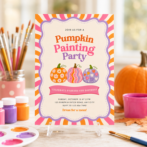 Pumpkin Painting Party Invitation - Fall Craft Party Invite L64
