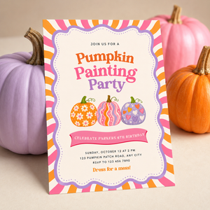 Pumpkin Painting Party Invitation - Fall Craft Party Invite L64