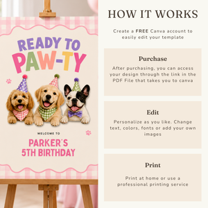 Ready to Paw-ty Birthday Welcome Sign L166
