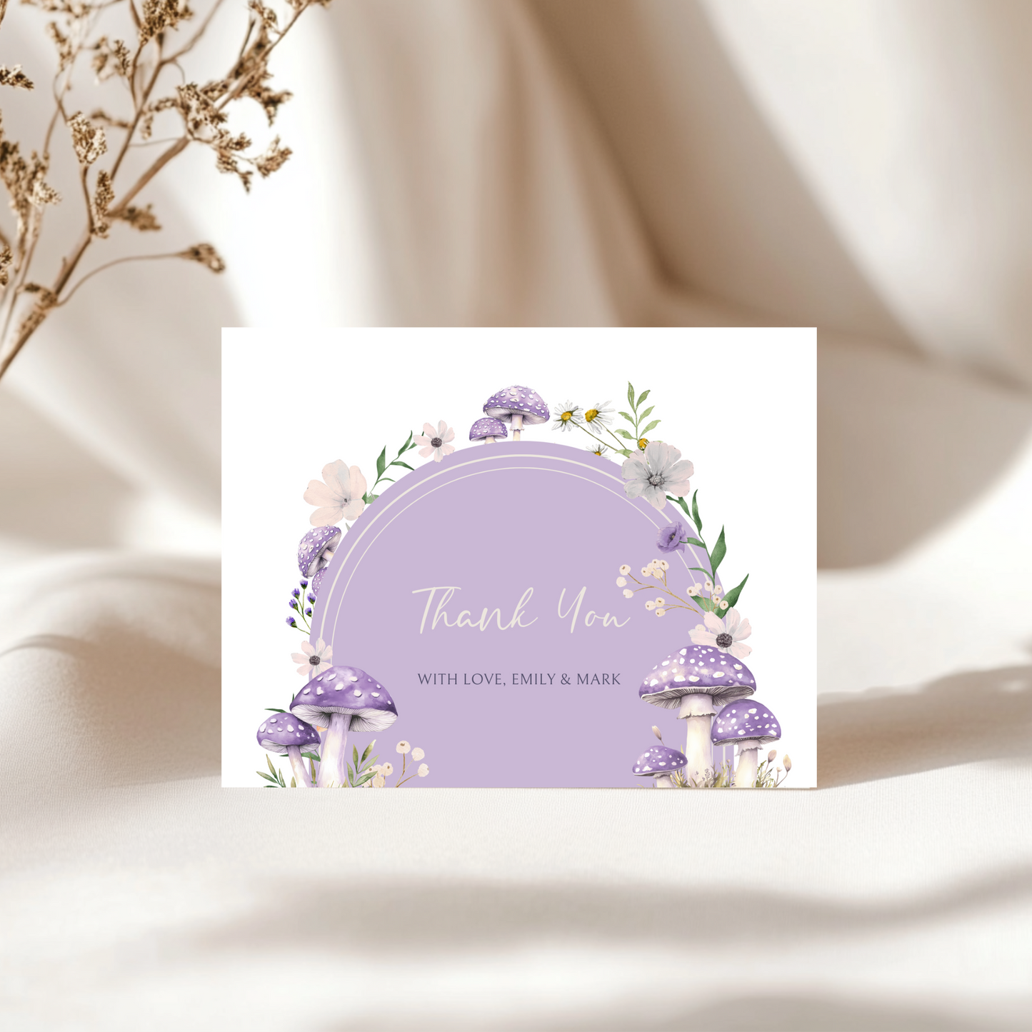 Baby Shower Invitation Bundle - Purple Mushroom Woodland Forest BS82