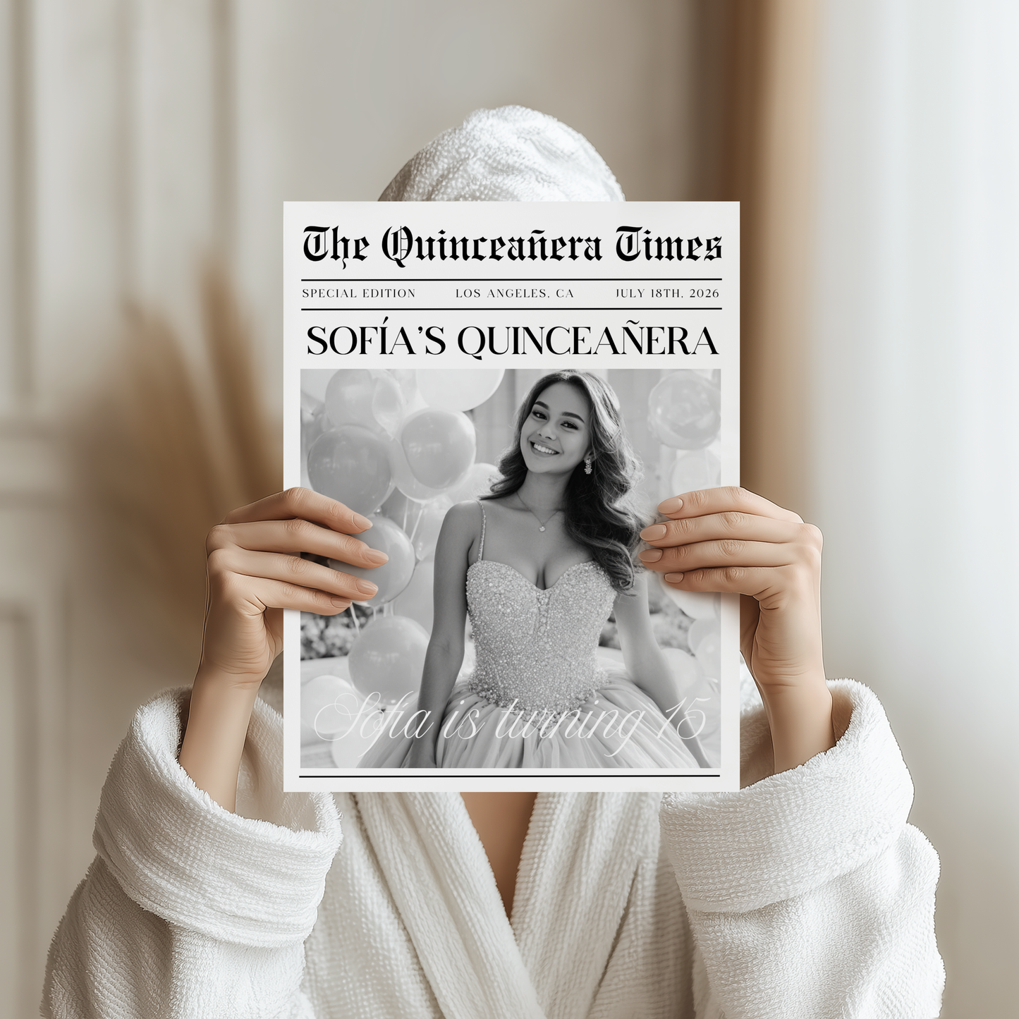 Editable Quinceañera Newspaper Template Save The Date L62
