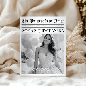 Editable Quinceañera Newspaper Template Save The Date L62