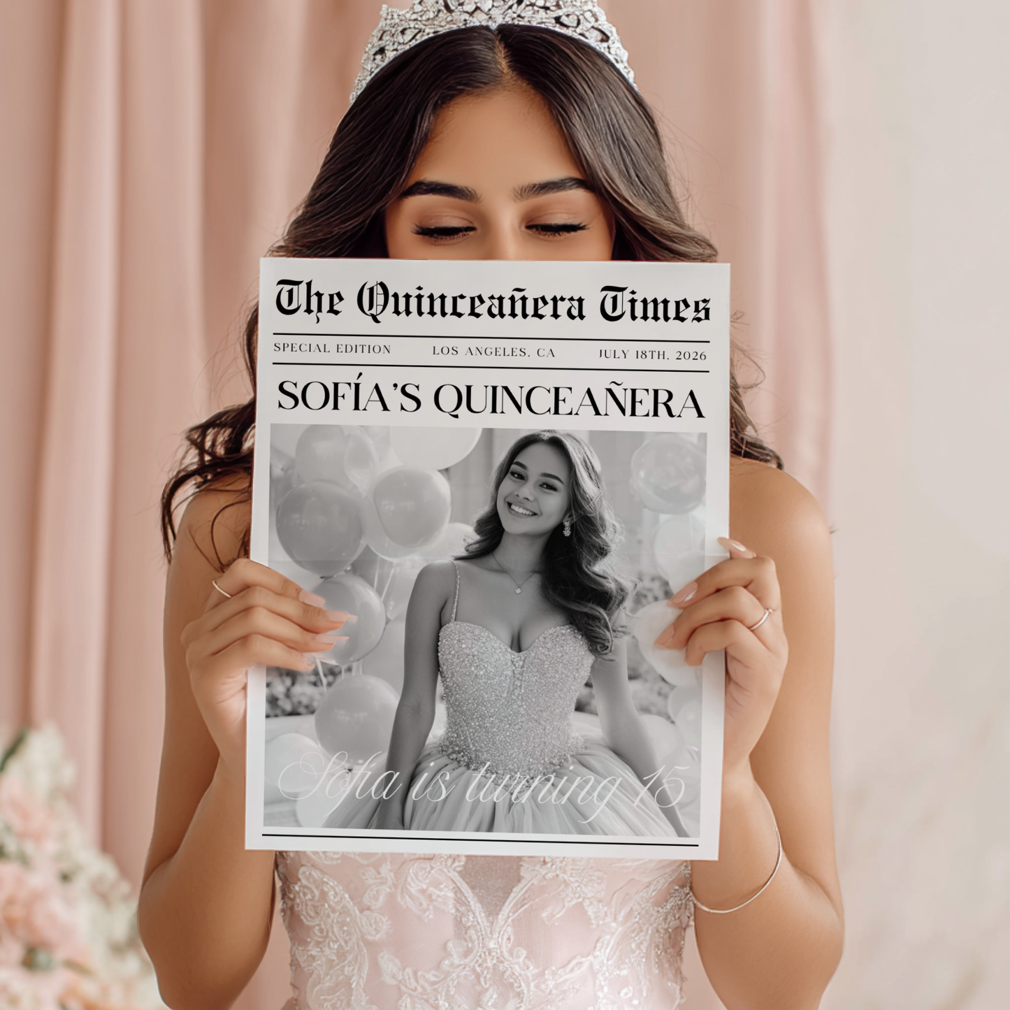 Editable Quinceañera Newspaper Template Save The Date L62