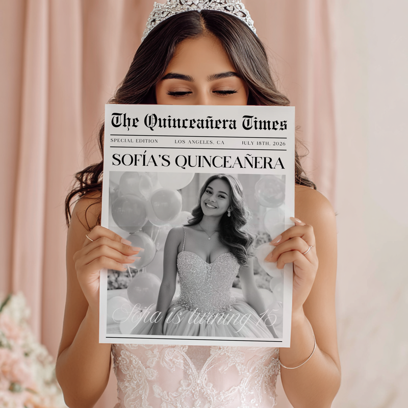 Editable Quinceañera Newspaper Template Save The Date L62