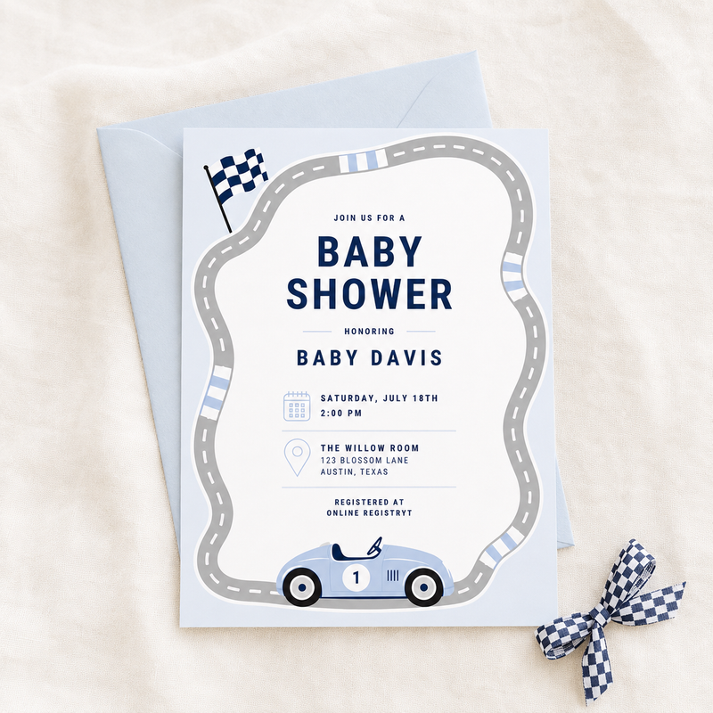 Racecar Baby Shower Invitation L163