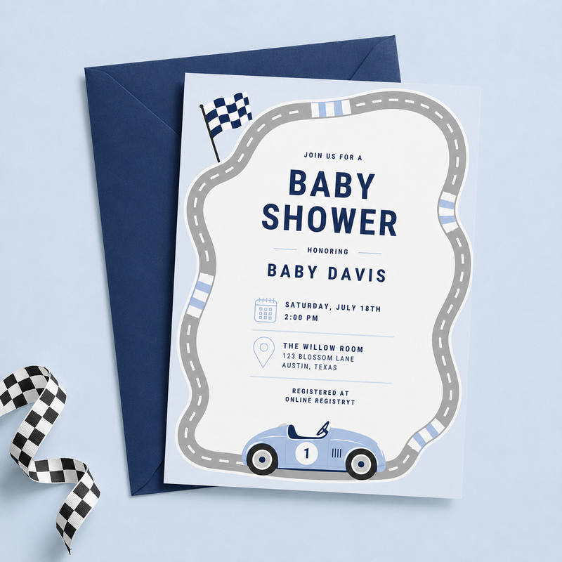 Racecar Baby Shower Invitation L163