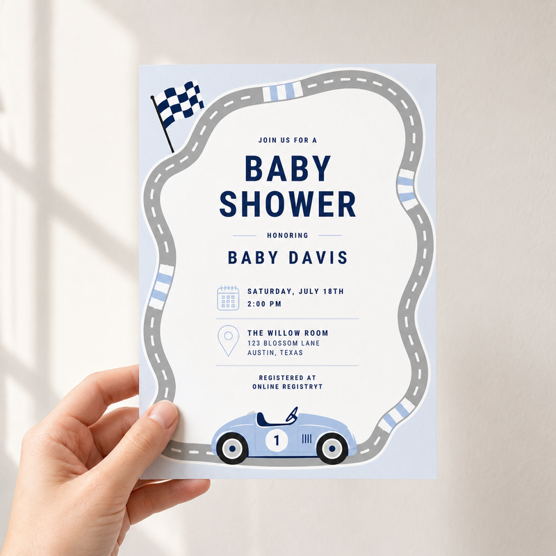 Racecar Baby Shower Invitation L163