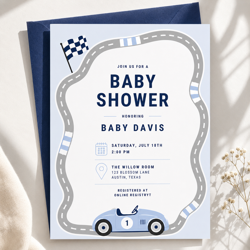 Racecar Baby Shower Invitation L163