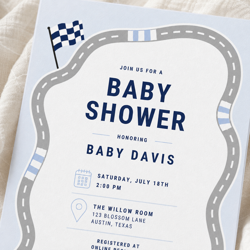 Racecar Baby Shower Invitation L163