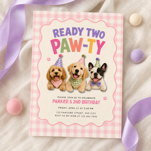 Ready Two Paw-ty 2nd Birthday Invitation L166