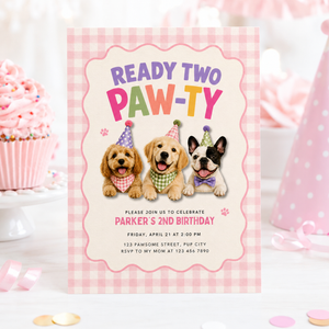 Ready Two Paw-ty 2nd Birthday Invitation L166