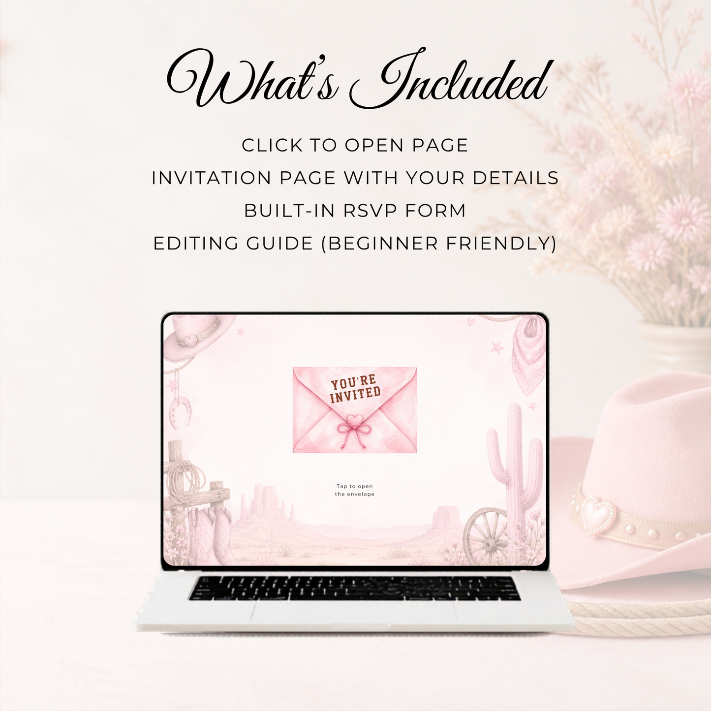 Cowgirl Rodeo Birthday Invitation Website Template with RSVP L75